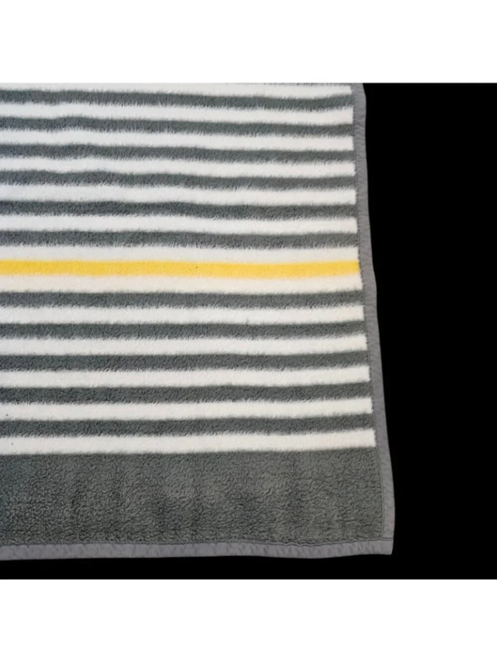 VTG Reversible Striped Blanket Dralon Germany Retro Mid-century Style Gray White